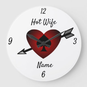 Reloj Redondo Grande Thunder_Cove del espacio negro del corazón estúpid