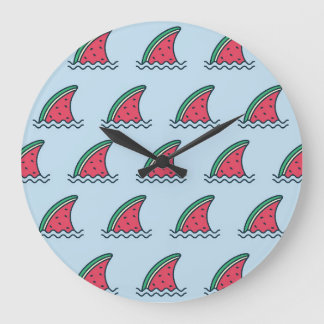 Reloj Redondo Grande Tiburón de sandía: diseño de patrones de olas.