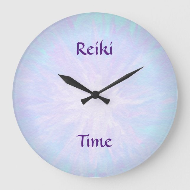 Reloj Redondo Grande Tiempo azul claro de Reiki (Anverso)