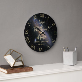 Reloj Redondo Grande Tiempo de Amor Nebula Aniversario del Boda de Oro 