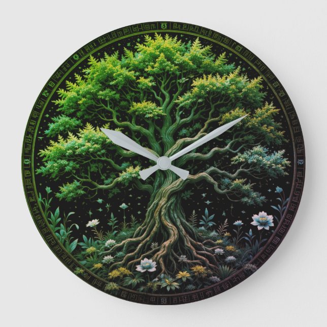 Reloj Redondo Grande Tiempo de árbol (Anverso)