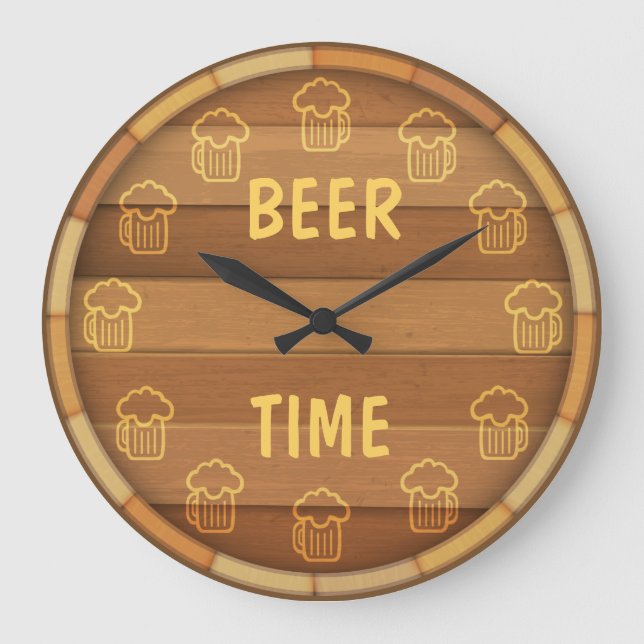 Reloj Redondo Grande Tiempo de cerveza (Anverso)
