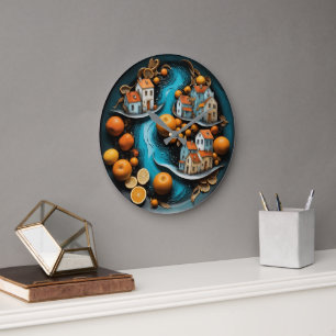 Reloj Redondo Grande Tiempo de fruta artístico