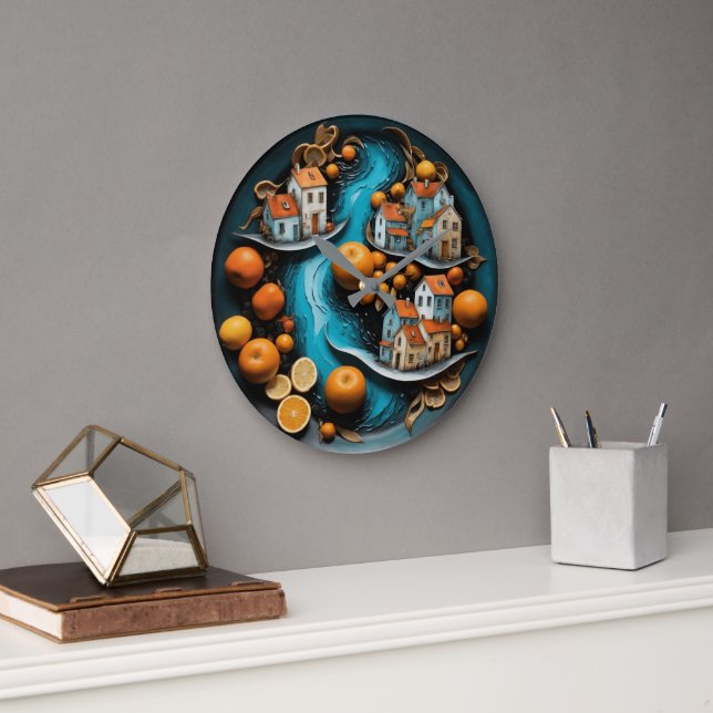 Reloj Redondo Grande Tiempo de fruta artístico (Oficina)