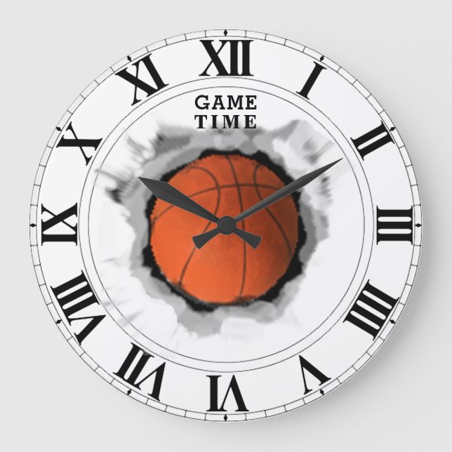 Reloj Redondo Grande Tiempo de juego de baloncesto (Anverso)