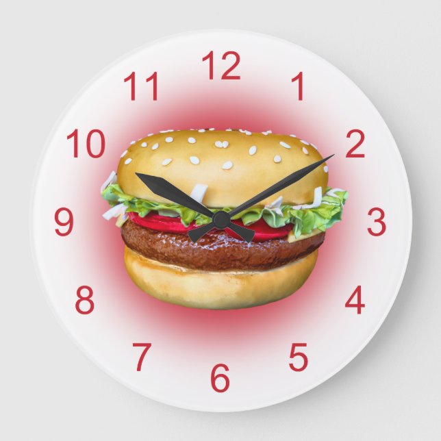 Reloj Redondo Grande Tiempo de la hamburguesa (Anverso)