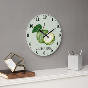 Reloj Redondo Grande Tiempo de manzana linda fruta cocina