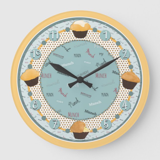 Reloj Redondo Grande Tiempo de Munch my Muffin (Reloj) (Anverso)