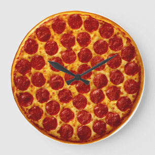 Reloj Redondo Grande Tiempo de pizza de Pepperoni