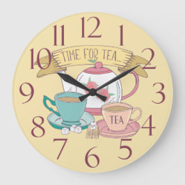 Reloj Redondo Grande Tiempo de una tienda de té de cosecha inglesa vint