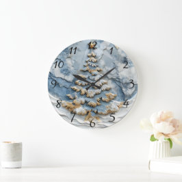 Reloj Redondo Grande Tiempo del Árbol de vacaciones Evergreen