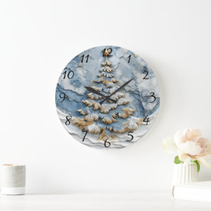 Reloj Redondo Grande Tiempo del Árbol de vacaciones Evergreen