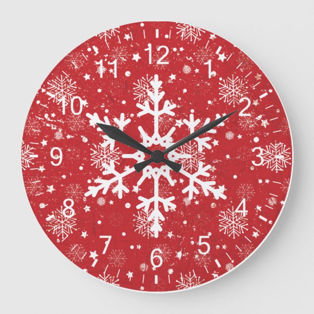 Reloj Redondo Grande Tiempo del copo de nieve (Anverso)