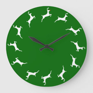 Reloj Redondo Grande Tiempo del juego de renos