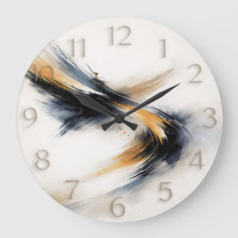 Reloj Redondo Grande Tiempo Incrustado — Gestual Abstracto