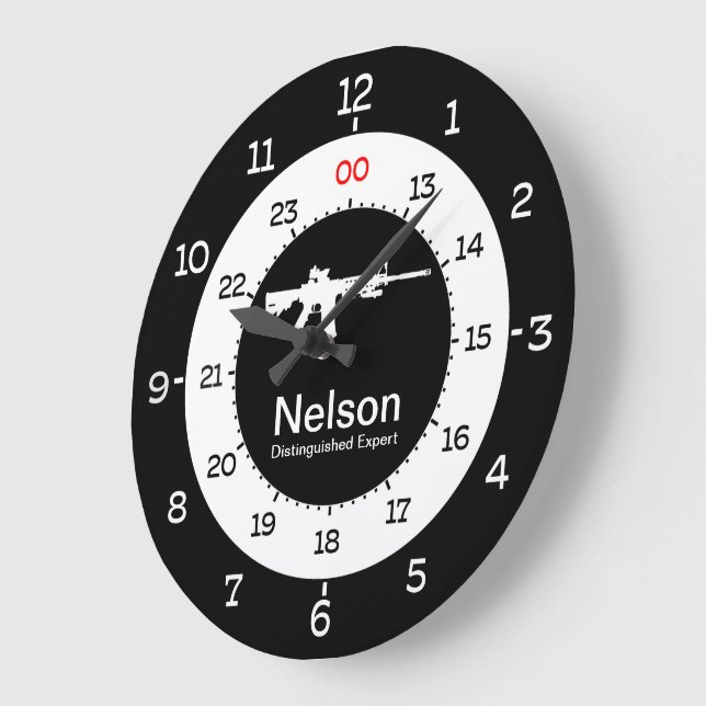 Reloj Redondo Grande TIEMPO MILITAR FORMATO de la 12 HORA Zazzle.es