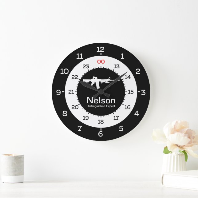 Reloj Redondo Grande TIEMPO MILITAR FORMATO de la 12 HORA