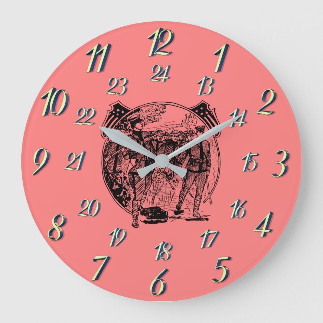 Reloj Redondo Grande Tiempo Militar Vintage Rojo (Anverso)