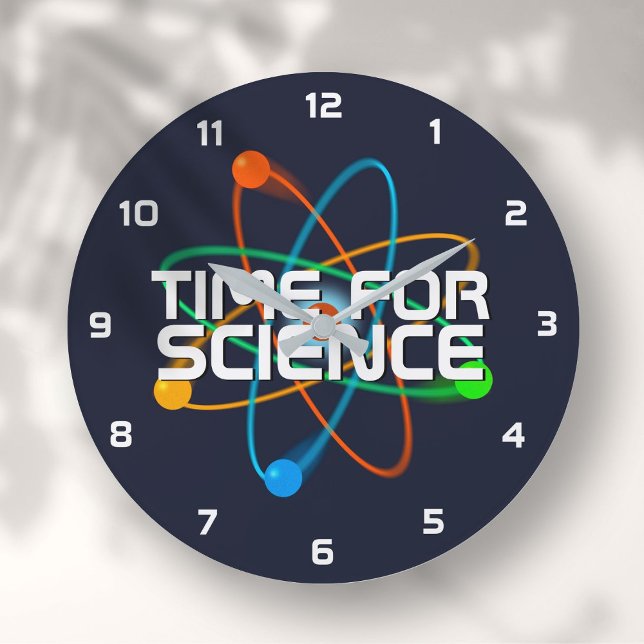 RELOJ REDONDO GRANDE TIEMPO PARA LA CIENCIA (TIME FOR SCIENCE Funny Quote Modern Sci Fi Large Clock)