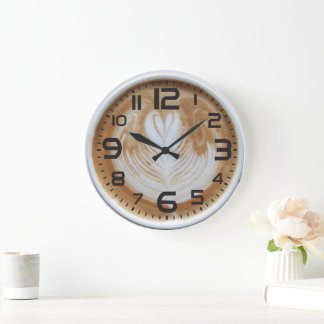 Reloj Redondo Grande Tienda de café con arte latte restaurante