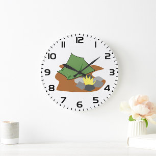 Reloj Redondo Grande Tienda de campaña y aventura al aire libre de foga