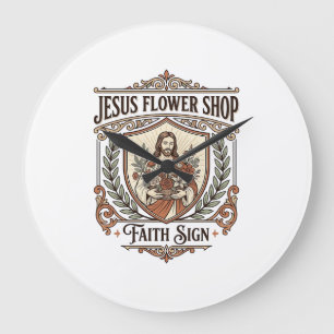 Reloj Redondo Grande Tienda de Flores Jesús Señal de Fe Tienda de Flore