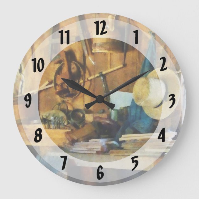 Reloj Redondo Grande Tienda de madera vieja (Anverso)
