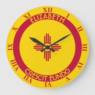 Reloj Redondo Grande Tierra de New México de la bandera personalizada