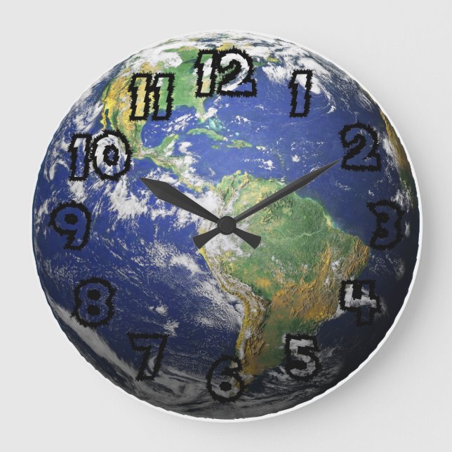Reloj Redondo Grande Tierra - Efecto 3D (Anverso)