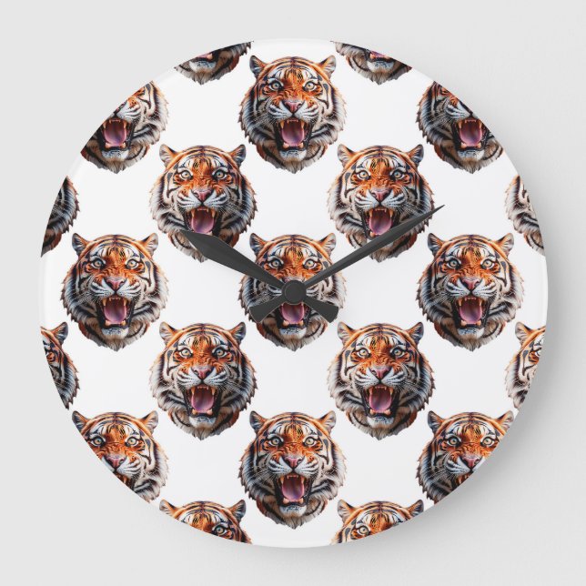 Reloj Redondo Grande Tiger Head Pattern Design - White   (Anverso)