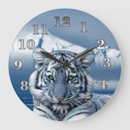 Reloj Redondo Grande Tigre blanco azul