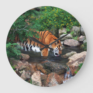 Reloj Redondo Grande Tigre de bebida de otoño
