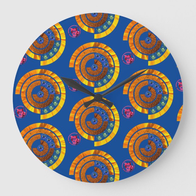 Reloj Redondo Grande tigres tremendamente bellos (Anverso)