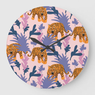Reloj Redondo Grande Tigres tropicales patrón de cosecha de selva