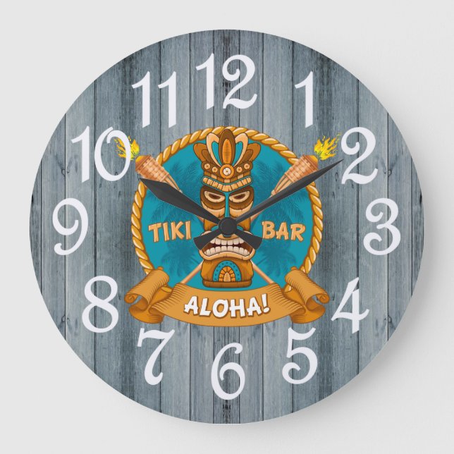 Reloj Redondo Grande Tiki Bar Aloha  (Anverso)