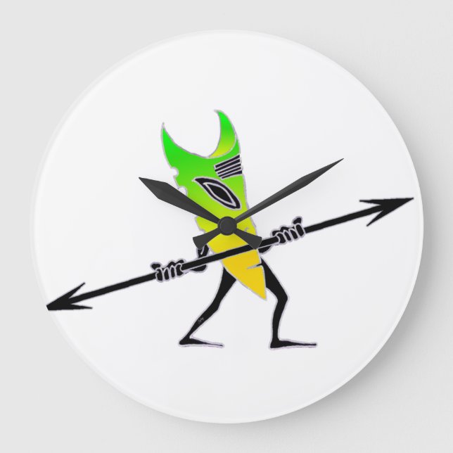 Reloj Redondo Grande Tiki Surfer Green (Anverso)