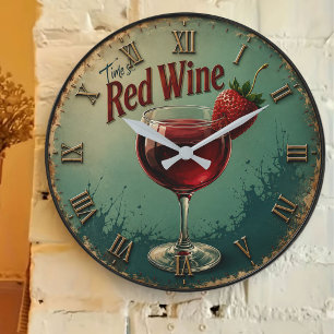 Reloj Redondo Grande Time for Red Wine Rustic Vineyard