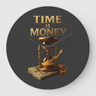 Reloj Redondo Grande Time Is Money | Powerful Motivational Design