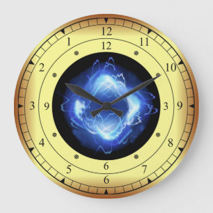 Reloj Redondo Grande Time Machine ~ Glowing Blue Wave Time Portal ~