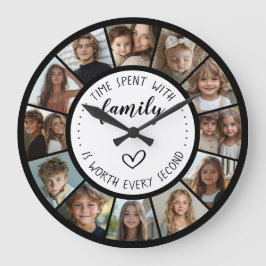 Reloj Redondo Grande Time Spent With Family Quote 12 Photo Collage