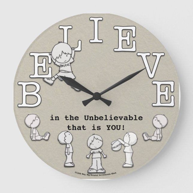 Reloj Redondo Grande Time To Believe-Little Boy and Clock (Anverso)