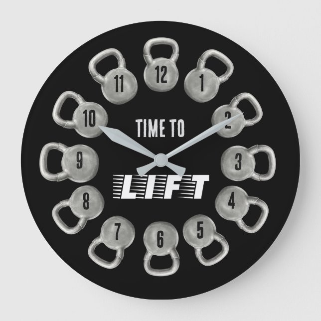 Reloj Redondo Grande Time to Lift Kettlebell Wall Clock (Anverso)
