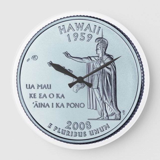 Reloj Redondo Grande Tinted Hawaii State Quarter Design  (Anverso)