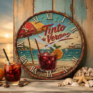 Reloj Redondo Grande Tinto de Verano Spanish Mediterranean Beach Decor