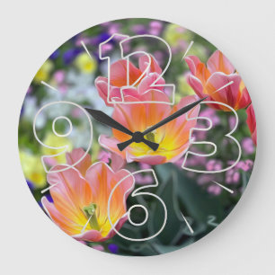Reloj Redondo Grande Tinus rosados dorados