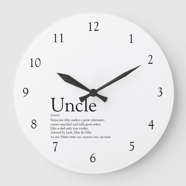 Reloj Redondo Grande Tío Blanco y Negro (Anverso)