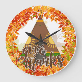 Reloj Redondo Grande Tipi nativo americano - Dé gracias