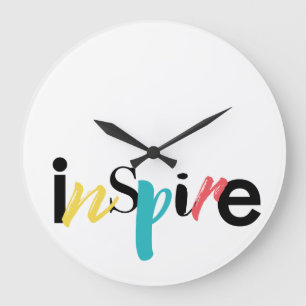 Reloj Redondo Grande Tipografía alegre, creativa, moderna de Inspire