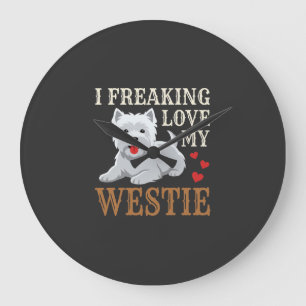 Reloj Redondo Grande Tipografía de amor al perro Westie