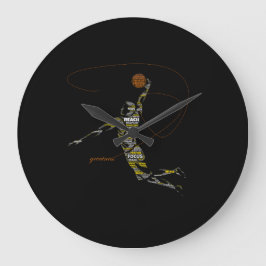 Reloj Redondo Grande Tipografía de Baloncesto Greatness